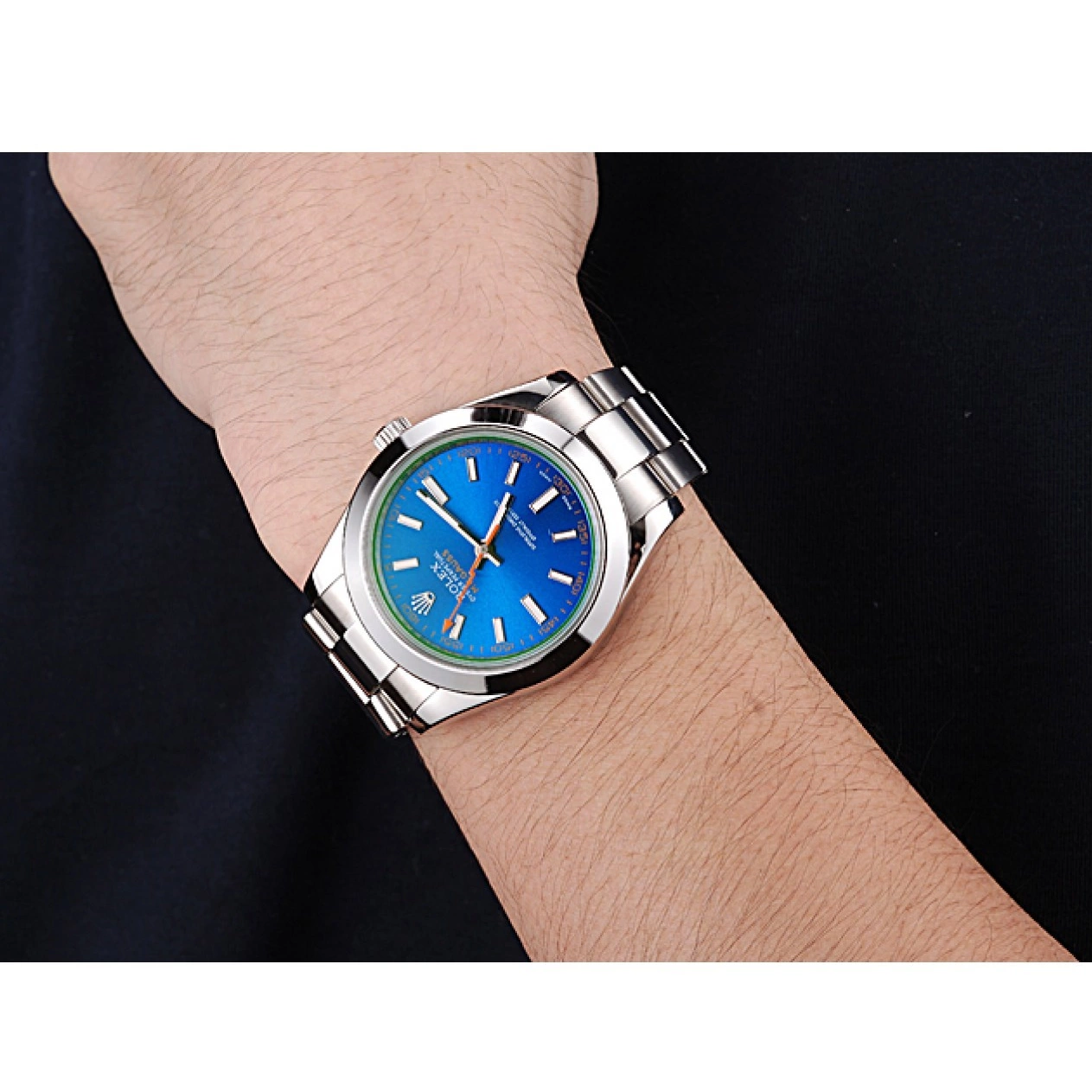 Good Copy Rolex Watches Blue And Stainless Dial Steel Bezel Case 622838 Milgauss Rolex 0618